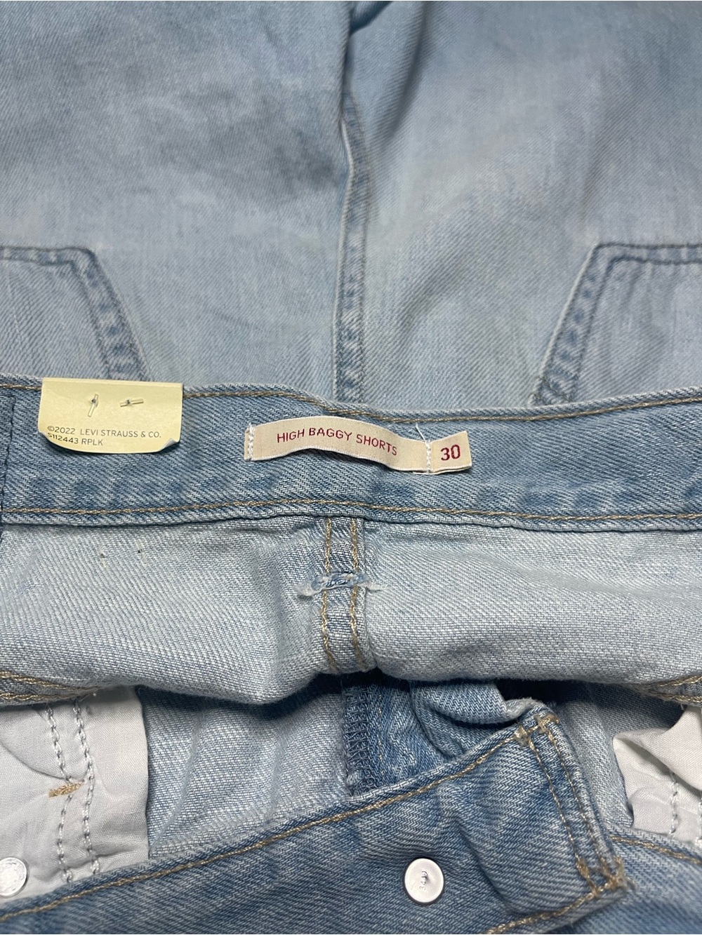 Levi's Blue Lightweight Linen+Denim High Rise Baggy Shorts - Picture 8 of 11